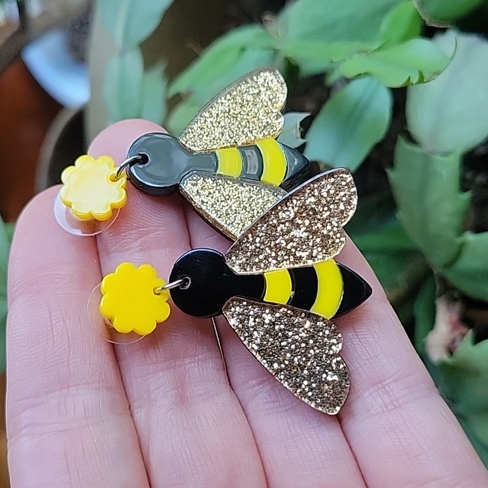 Glitter Bumble Bee Earrings